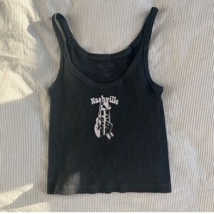 Brandy Melville Black Tank Top with White Graphic